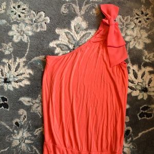 One shoulder bow coral top from the limited